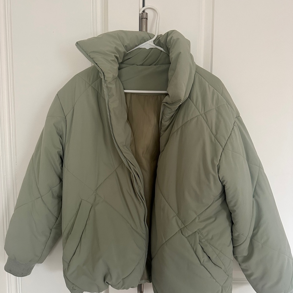Women's Sage Green Puffer Winter Jacket